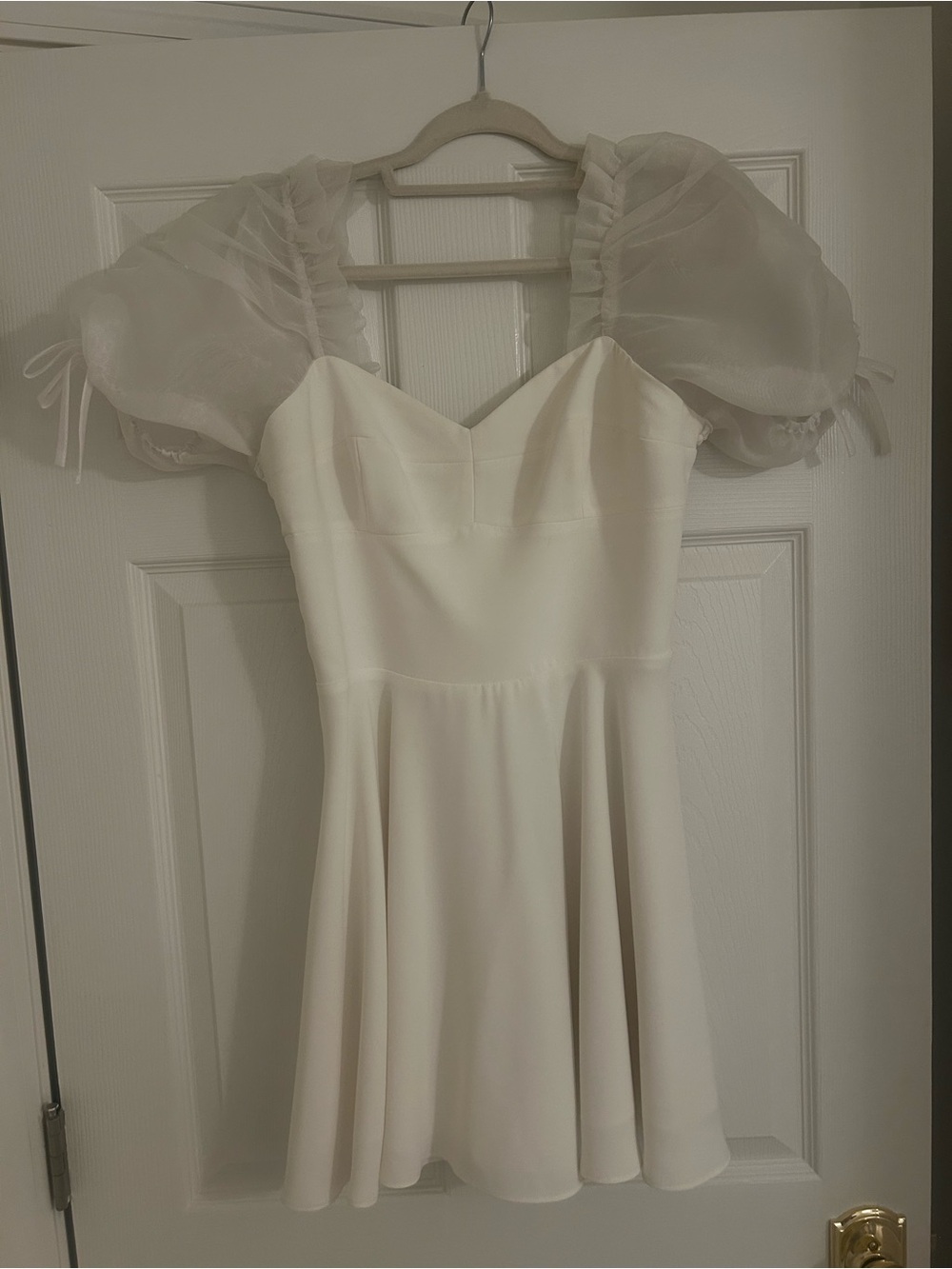 Amanda Uprichard Cream V-Neck Dress with Sheer Details